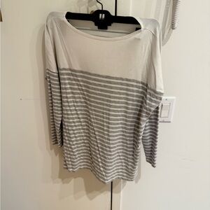 Hatch maternity Women's Long Sleeve Top in Gray and White Stripes